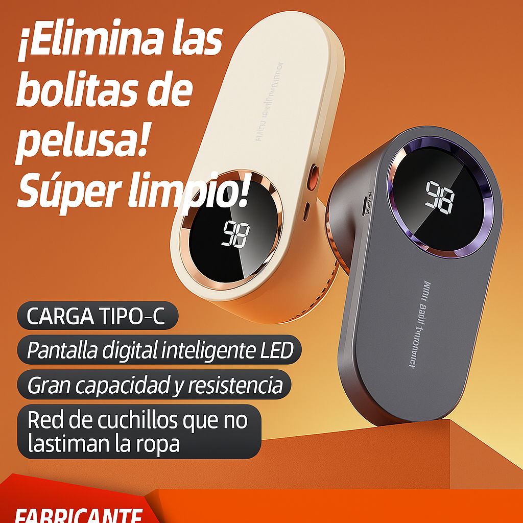 Eliminador de Pelusas Premium Recargable | Potencia Silenciosa y Diseño Elegante | VASCOR