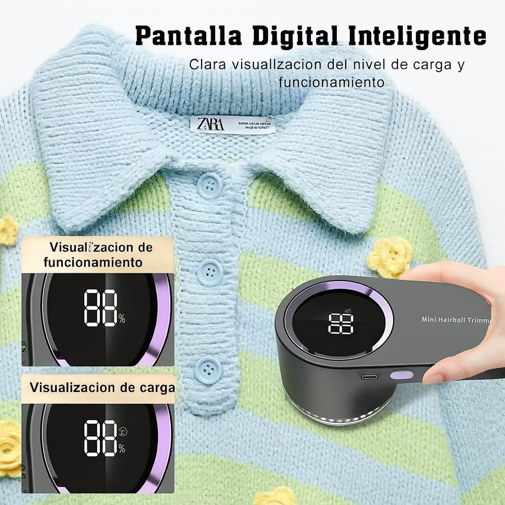 Eliminador de Pelusas Premium Recargable | Potencia Silenciosa y Diseño Elegante | VASCOR